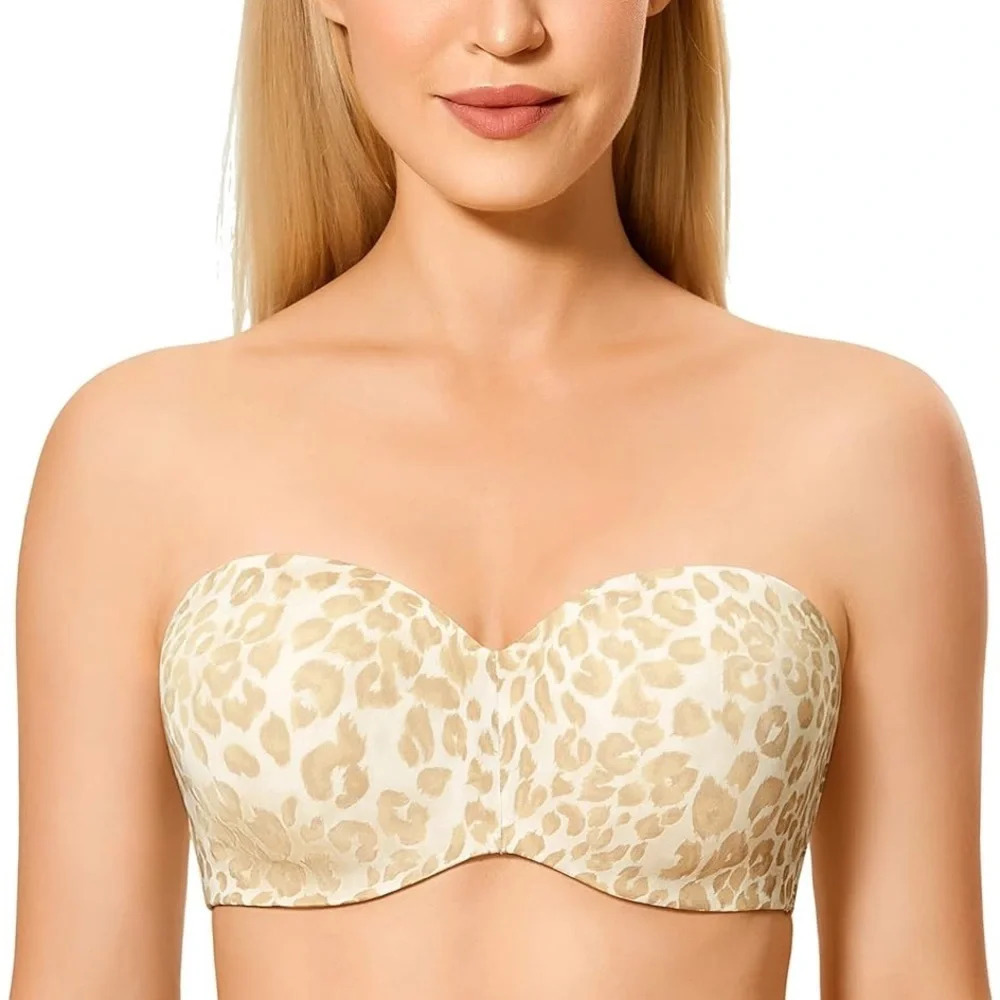 DELIMIRA Women's Strapless Bra Unlined Underwire Minimizer Plus Size Support